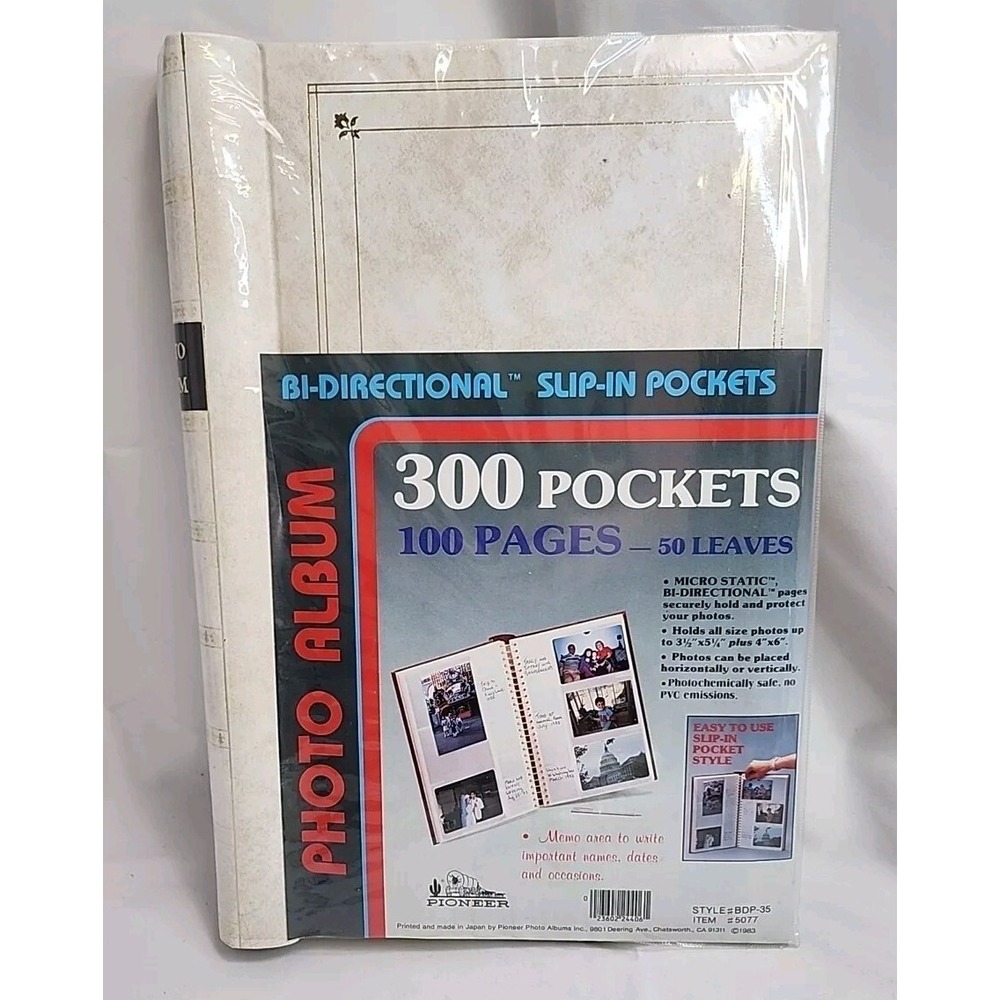 Vintage 1983 Pioneer‎ Japan 300 Photo Album White Gold Marble Leatherette BDP-35